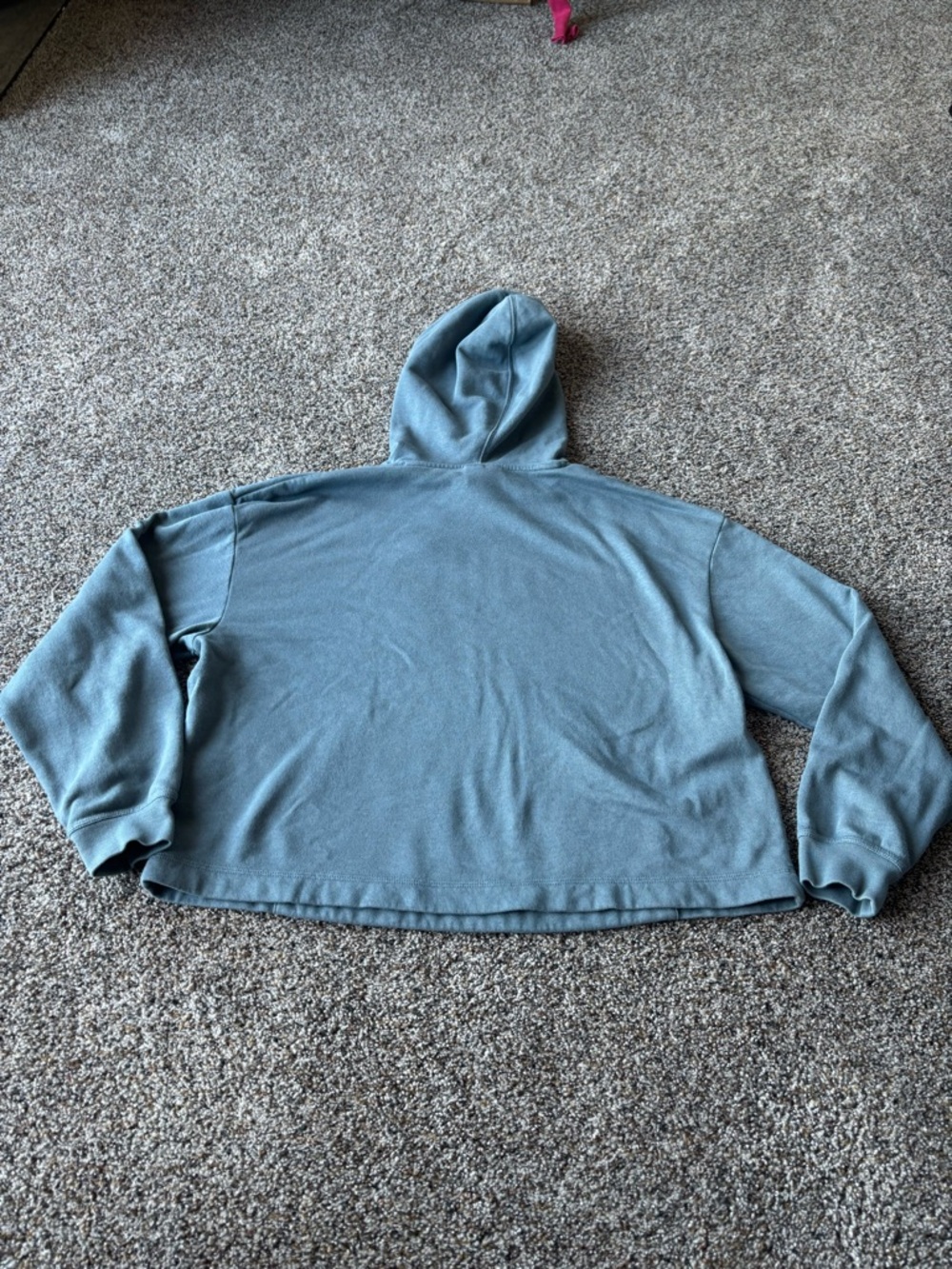 Nike Oversized Cropped Hoodie Blue Baggy Fit Spellout Logo Sweatshirt M - Picture 5 of 5